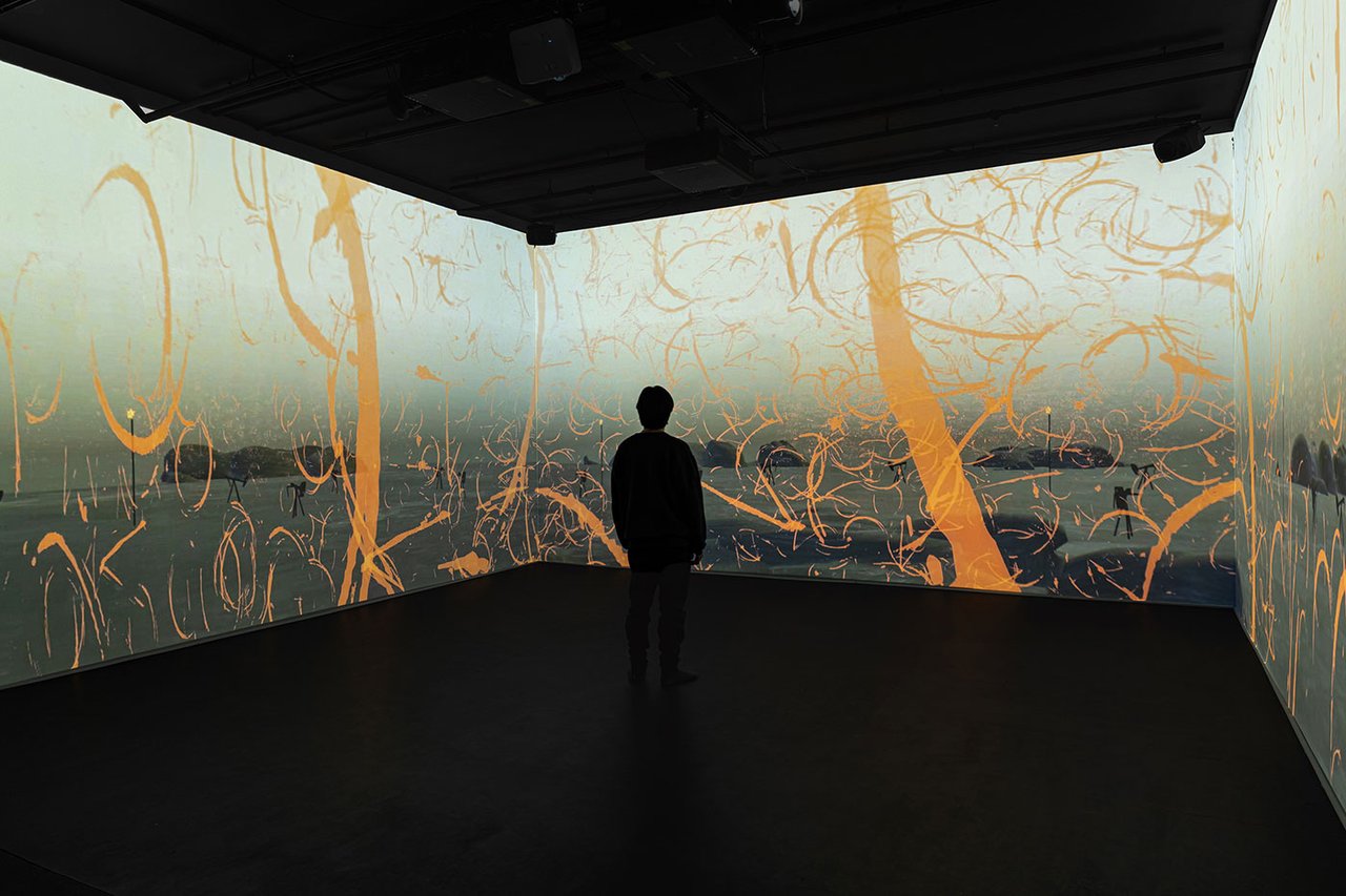 Installation view of “Techne Homecoming” at Onassis ONX, New York, 2026, with work: Tamiko Thiel, Atmos Sphaerae, 2021. Photography by Mikhail Mishin. Courtesy of the artist and ONX Studio