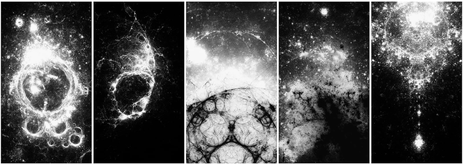 Jared S. Tarbell, Circle inversion, 2023. Set of 5 unique NFTs accompanied by Fine Art Prints. Courtesy of the artist and Kate Vass Galerie