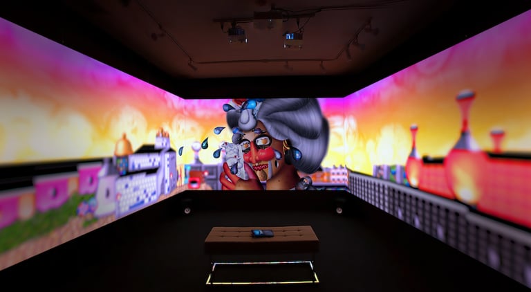 Installation view of Portraits in Landscape, Sunrise by Carla Gannis at Carl & Marilynn Thoma Foundation, Art House, Santa Fe, 2018. Courtesy of the artist and TRANSFER