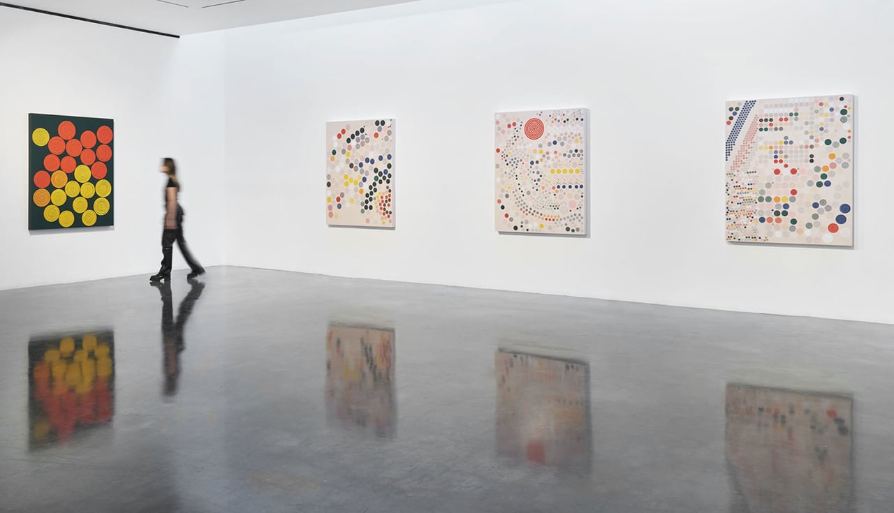 Tyler Hobbs, "QQL: Analogs", 2023. Installation shot, Pace Gallery, New York. Photography by Jonathan Nesteruk. Courtesy of the artist