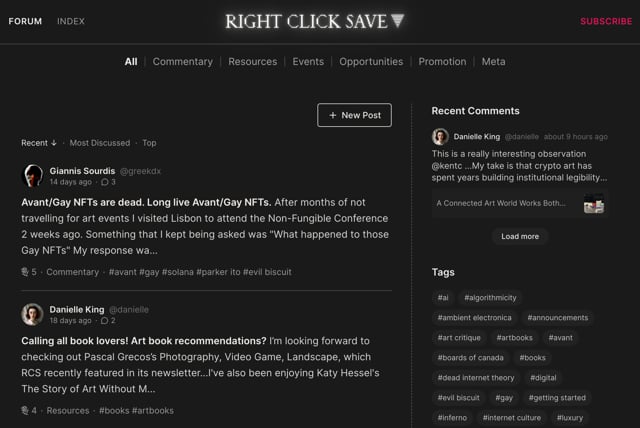 BREAKING NEWS: RIGHT CLICK SAVE ANNOUNCES NEW WEBSITE WITH FORUM, INDEX, AND RESTYLED MAGAZINE