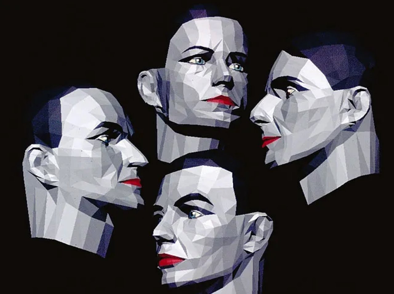 Credit: Rebecca Allen, Kraftwerk Portrait, 1986. Courtesy of Rebecca Allen