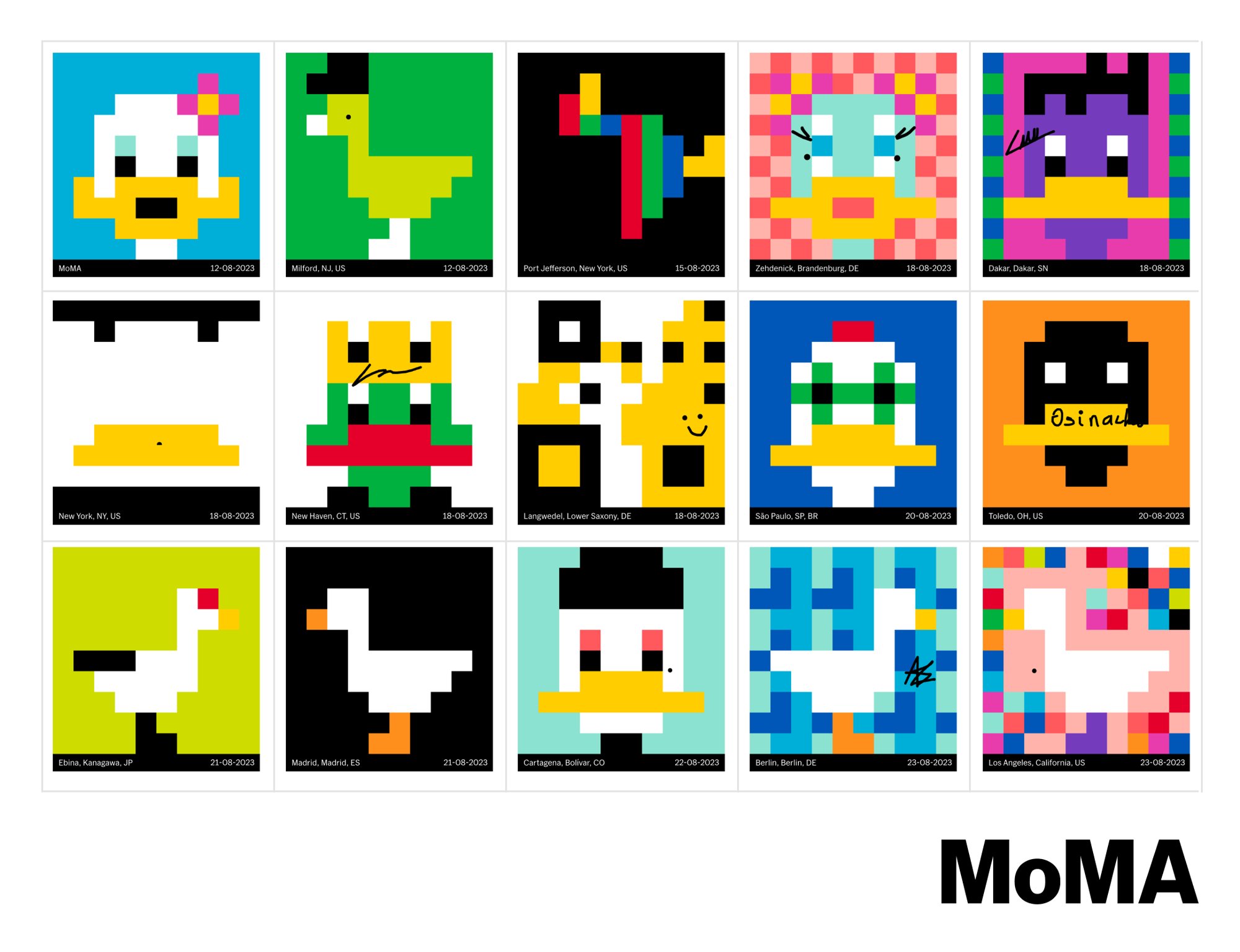 Dmitri Cherniak, Mango-Grayscale-Dada, Prompt: “MoMA is making a 10k PFP project using Geese. Use goosegenerator.com to help create your honorary avatar.”