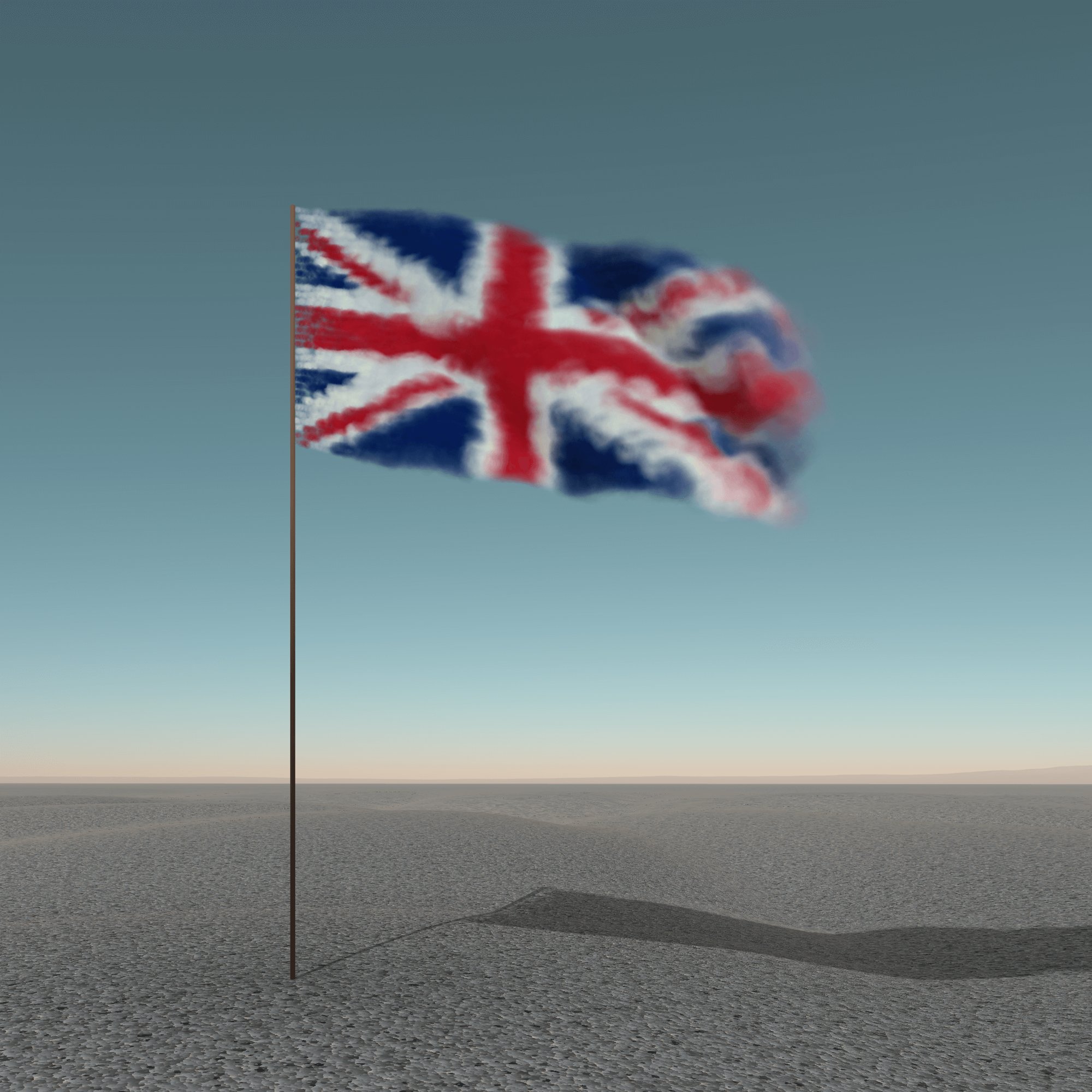 John Gerrard, World Flag (UK)(test output), 2023. Courtesy of the artist and Artists Rights Society (ARS), New York
