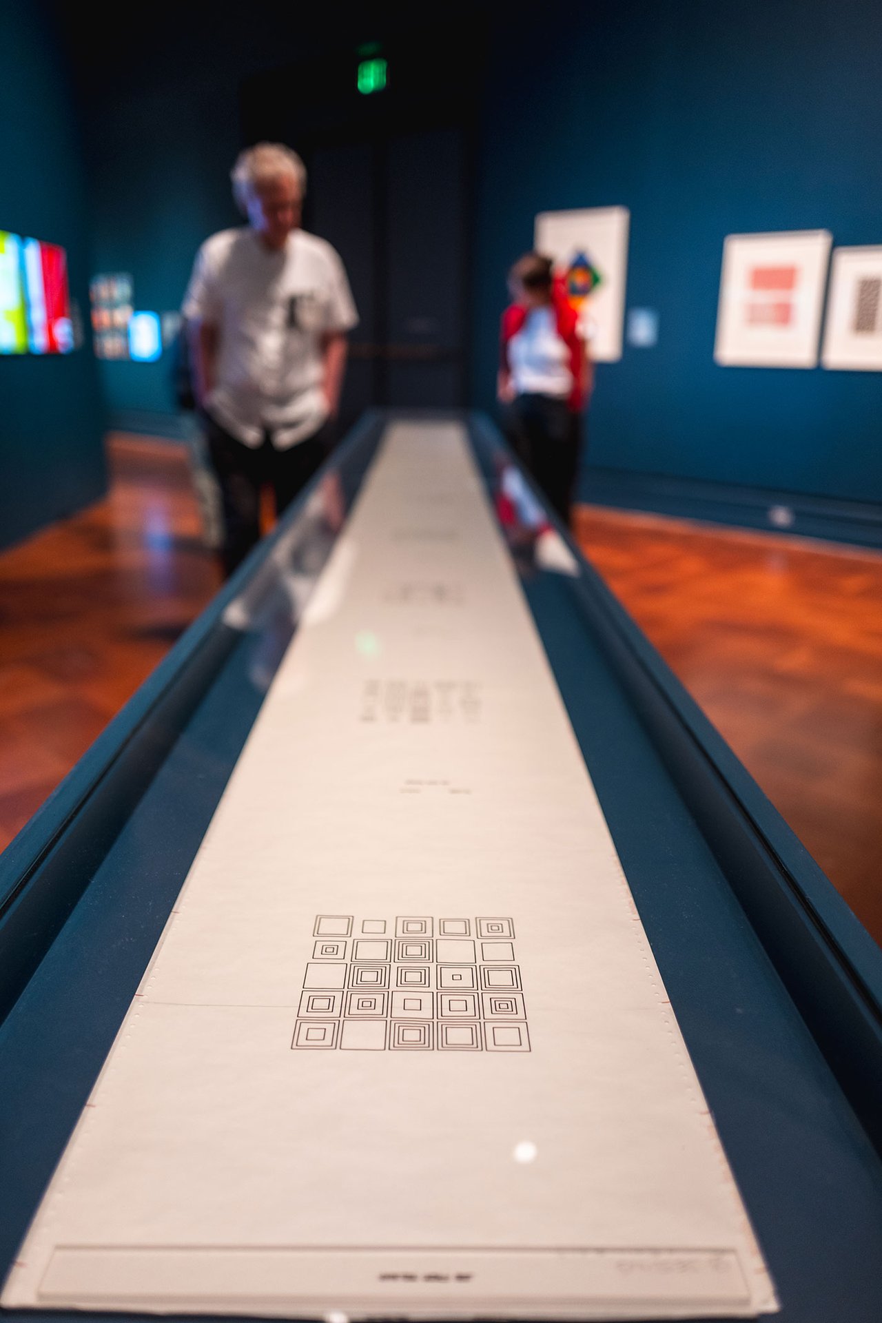 Installation view showing plotter drawing by Vera Molnar from Des(ordres) series, 1974. Courtesy of Toledo Museum of Art