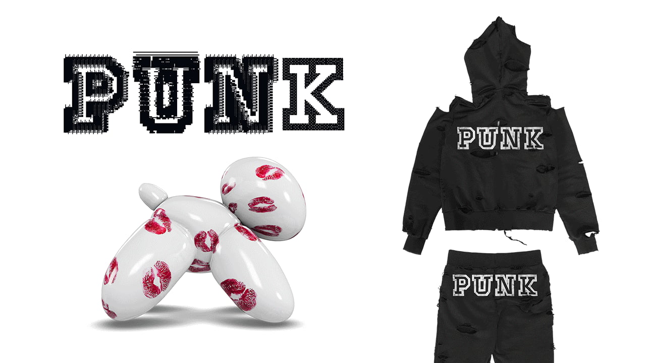 Tribute Brand, PUNK drop including logo, 3D avatar, and NFC-enabled tracksuit, 2022. Courtesy of Tribute Brand
