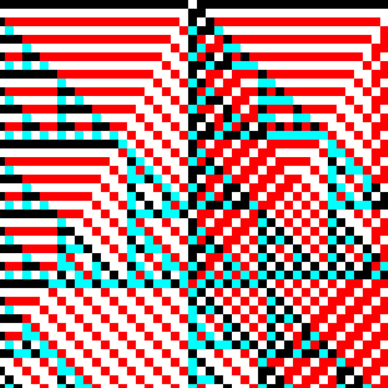 Ciphrd, RGB Elementary Cellular Automaton #374, 2021. Courtesy of the artist