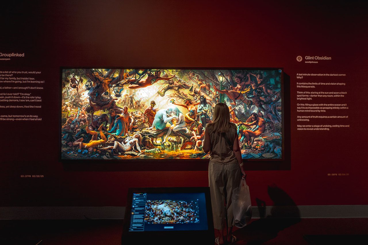 Installation view of “Infinite Images” with work: The Masquerade by Sam Spratt. Courtesy of Toledo Museum of Art