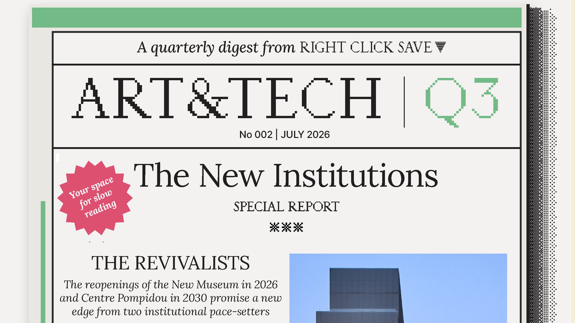 Right Click Save publishes new edition of Art & Tech quarterly