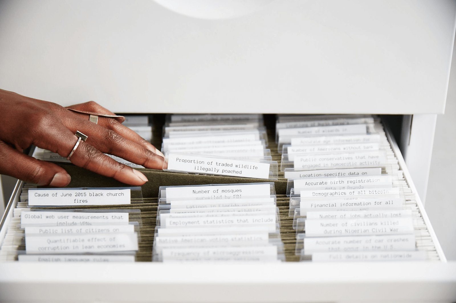 Mimi Onuoha, The Library of Missing Datasets, 2016. Courtesy of the artist