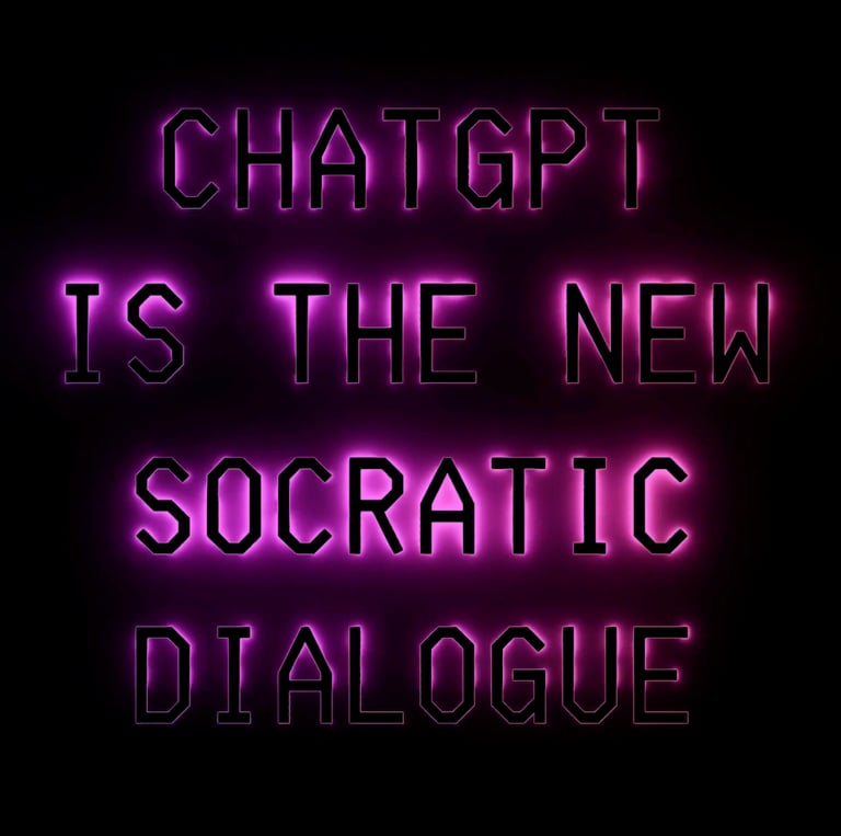 Sasha Stiles, (Still from) ChatGPT is the New Socratic Dialogue, 2023. Courtesy of the artist