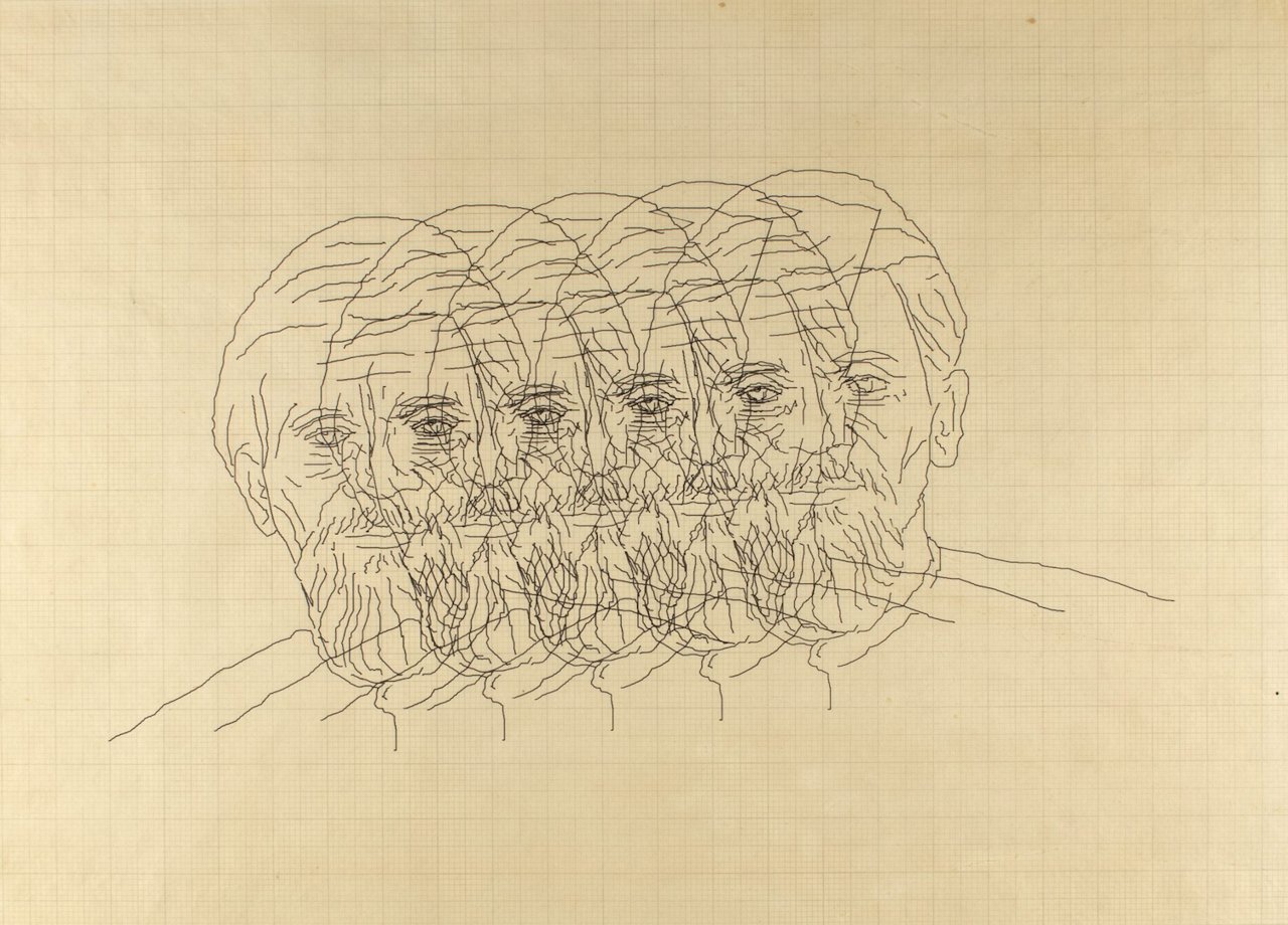 Credit: Charles “Chuck” Csuri, Five Faces, 1966. Courtesy of The Anne and Michael Spalter Digital Art Collection
