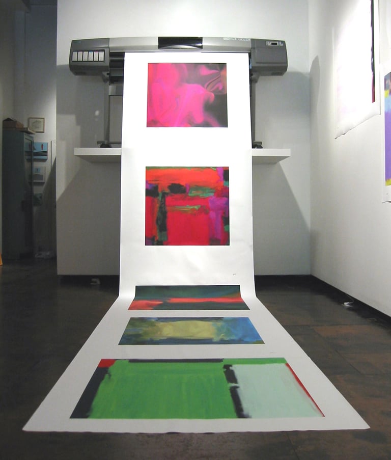 Jason Salavon, Golem, 2002. Various media, custom software, computer, 100,000 image files. Running time approximately 1 week. Ed. 3 + 1 AP. 100,000 abstract paintings made by an artist-authored software system.