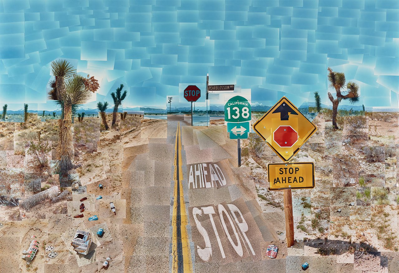 David Hockney, Pearblossom Hwy., 11-18th April 1986 (Second Version). Photographic collage. © David Hockney. Collection J. Paul Getty Museum, Los Angeles