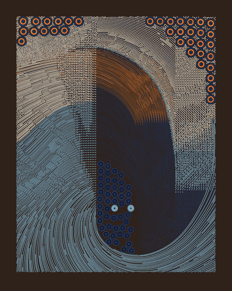 Tyler Hobbs and Dandelion Wist, parametric artist Fyrie.eth, QQL #85, 2022. Courtesy of the artists