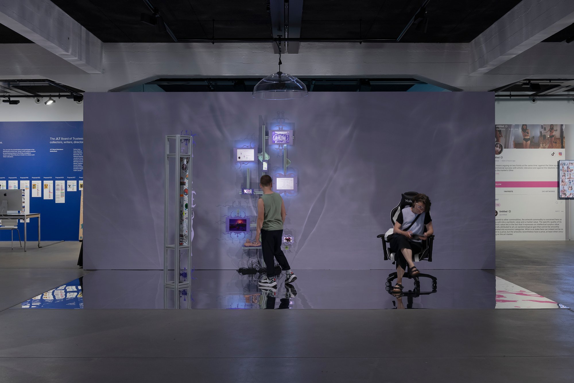 Installation view of “Collective Worldbuilding — Art in the Metaverse,” at HEK with work: Omsk Social Club, Heart of an Avatar <3 (2023). Photography by Franz Wamhof. Courtesy of HEK Basel