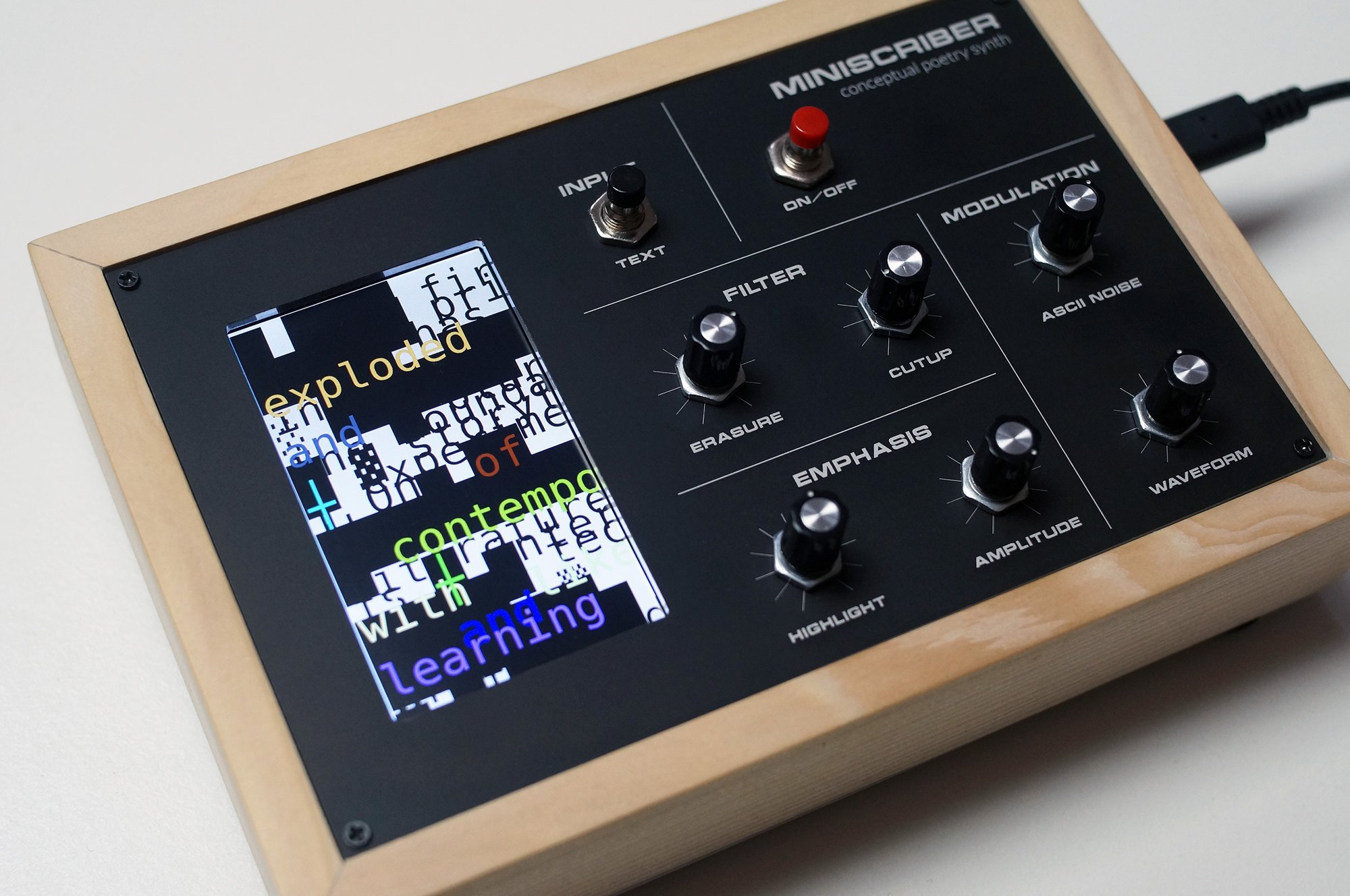 Wen New Atelier, Miniscriber, the conceptual poetry synth, 2025. A Lumen Prize finalist for the Literature and Poetry award. Courtesy of the artist