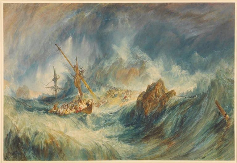 JMW Turner, A Storm (Shipwreck), 1823. Bequeathed by Robert Wylie Lloyd, Courtesy of LaCollection and The Trustees of the British Museum 2022