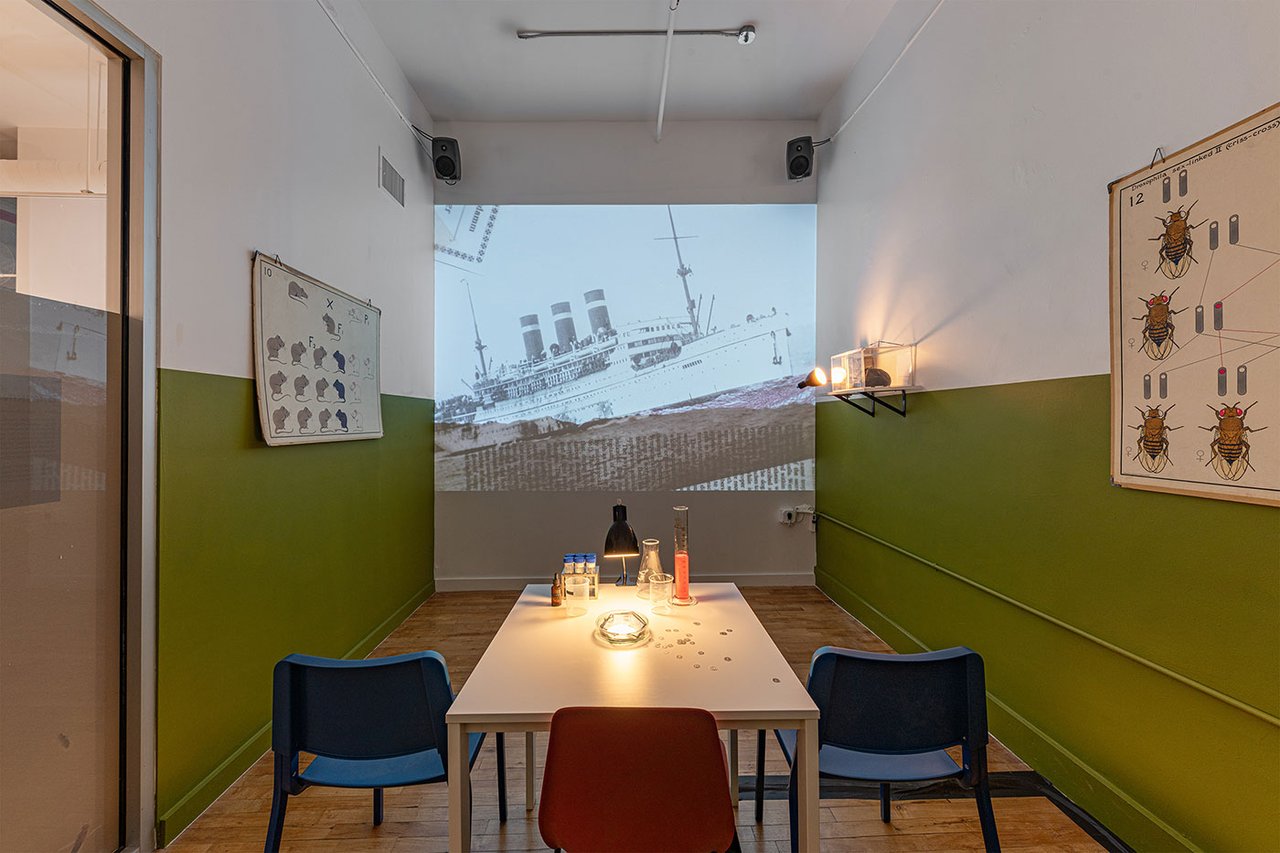 Installation view of “Techne Homecoming” at Onassis ONX, New York, 2026, with work: sister sylvester, Drinking Brecht, 2023. Photography by Mikhail Mishin. Courtesy of the artist and ONX Studio